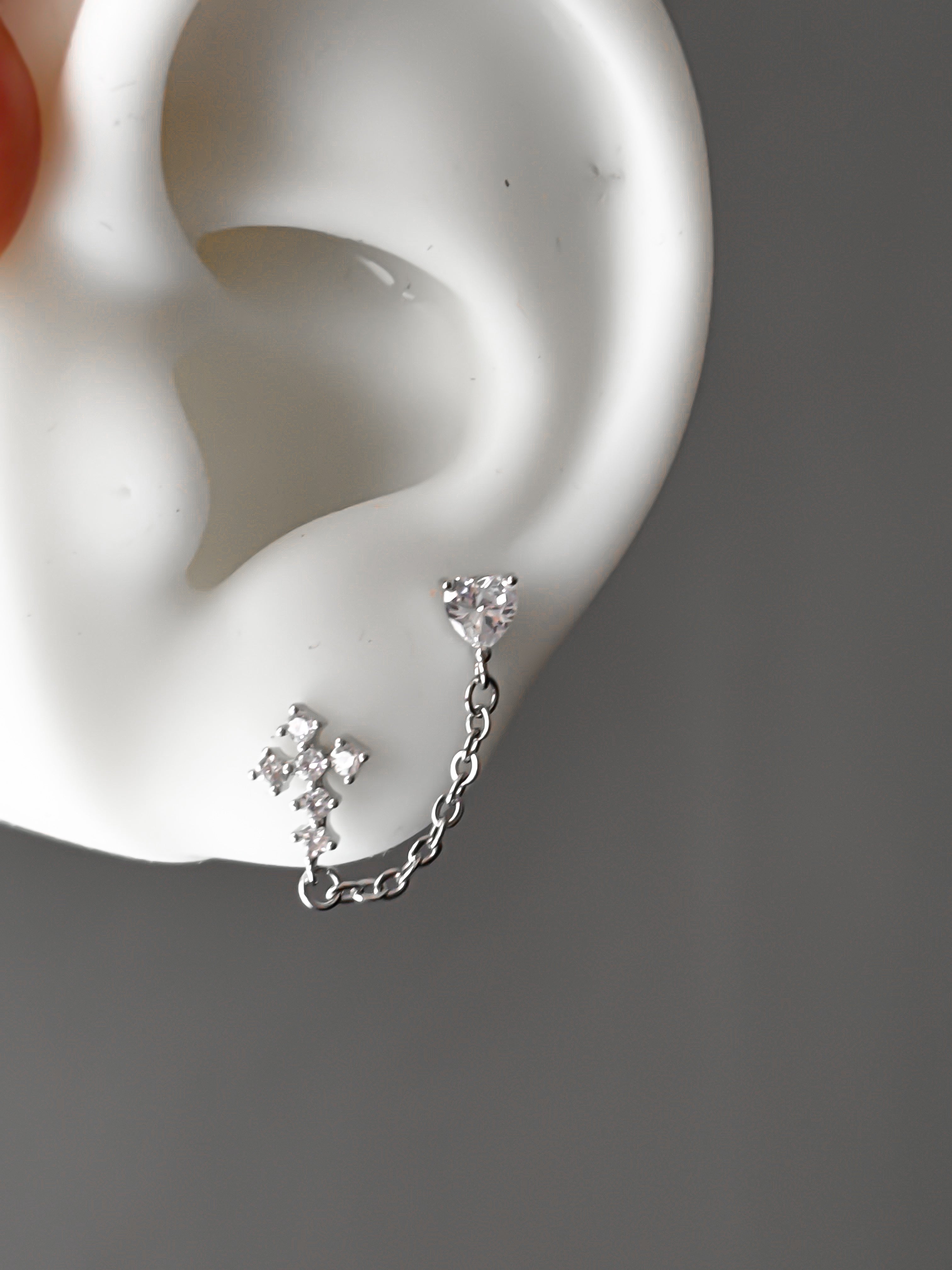 Piercing oreja Cross Silver o054