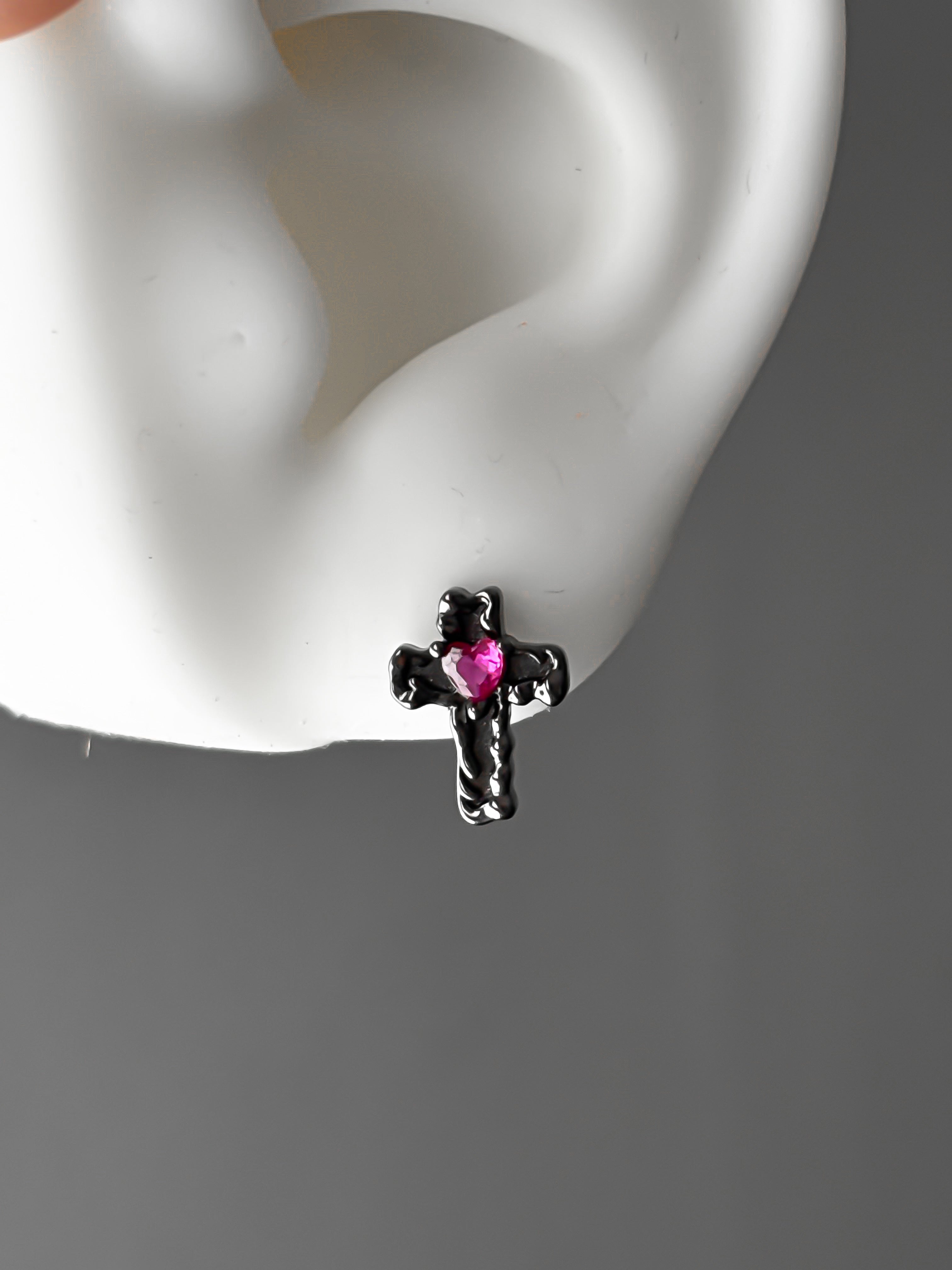 Piercing oreja Cross Silver o049
