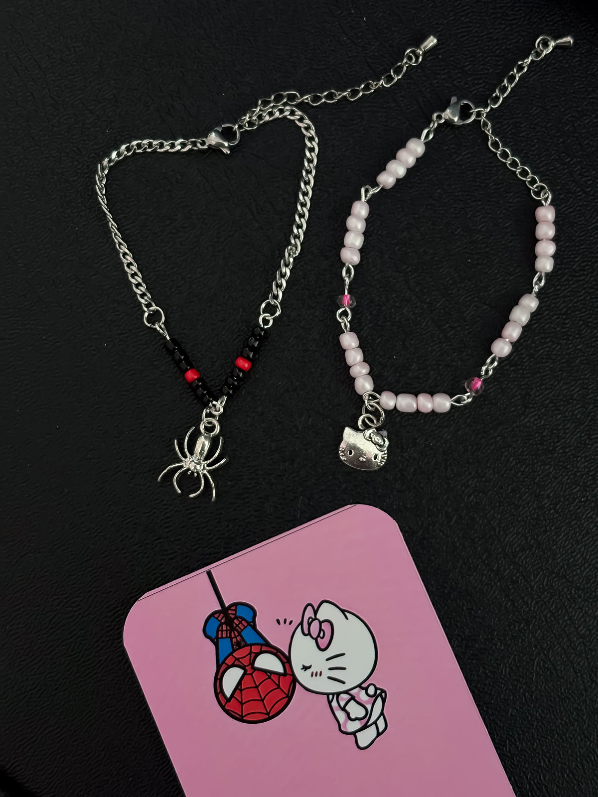 Pulseras para compartir Spiderman y Hello Kitty PM028
